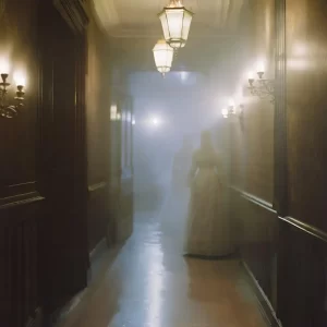 Ghost in misty hallway